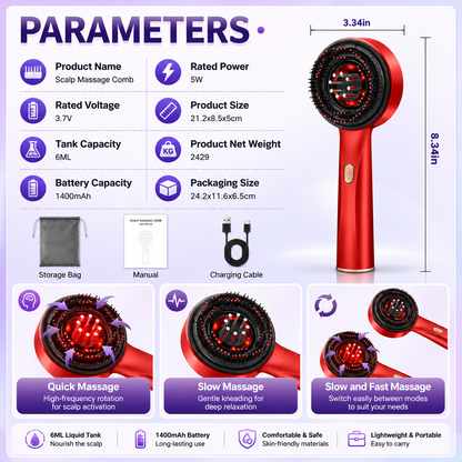 Electric Scalp Massager Comb with Hair Oil Applicator