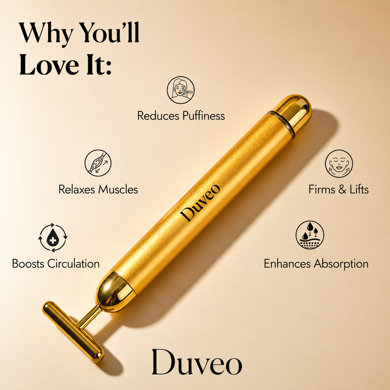 24K Gold Vibrating Face Massager