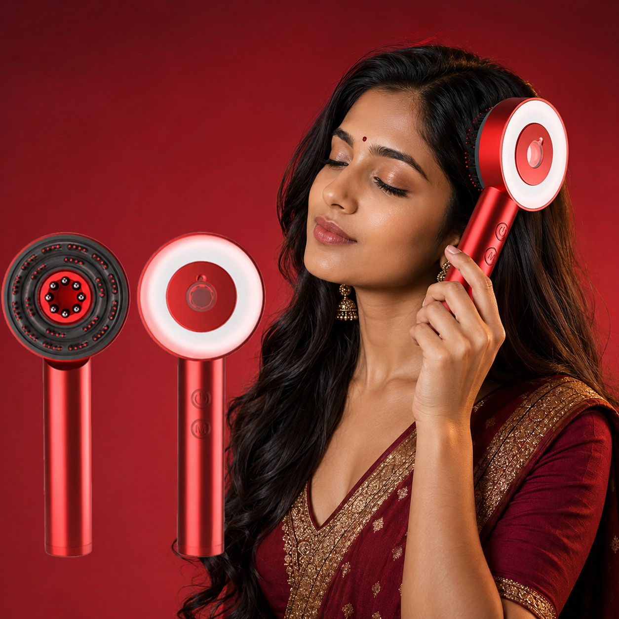 Electric Scalp Massager Comb with Hair Oil Applicator
